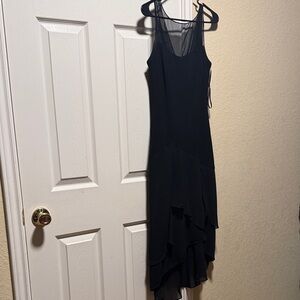 Evan Picone Black Asymmetrical Ruffle Hem Dress